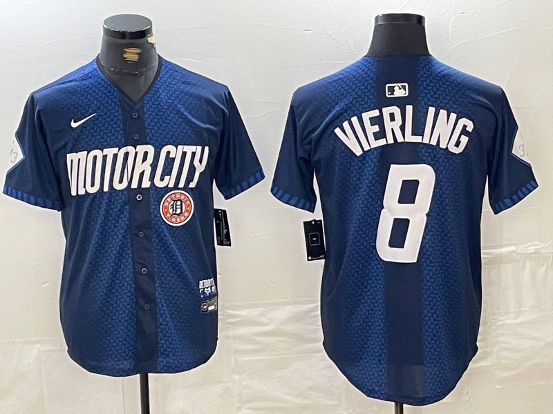 Men Detroit Tigers #8 Vierling Blue City Edition Nike 2024 MLB Jersey style 11->detroit tigers->MLB Jersey